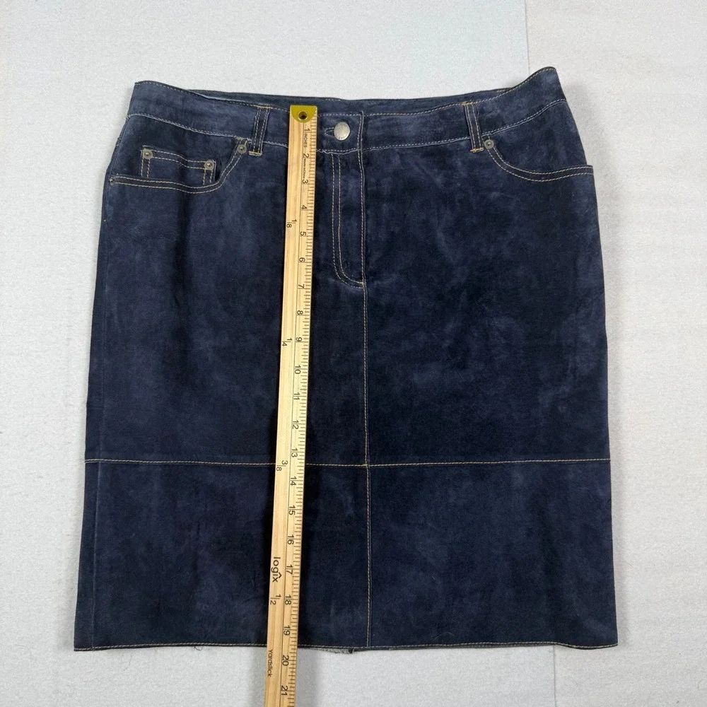 Isaac Mizrahi Target Navy Blue Suede Leather Skirt Womens 12 Dark Academia